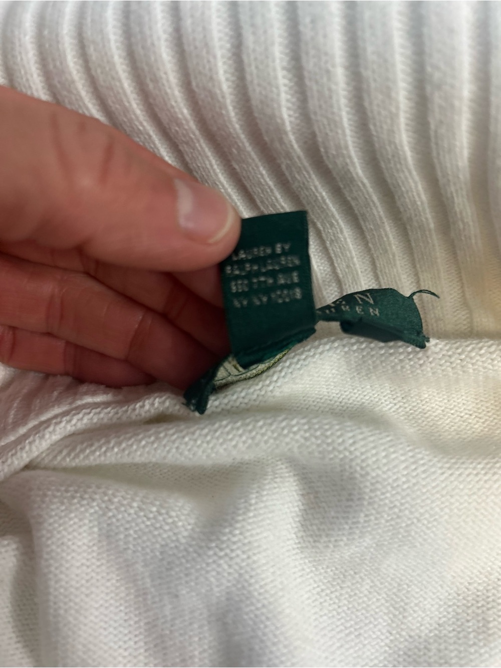 Ralph Lauren White Cotton Convertible snap turtleneck sweater Women’s Large - Picture 12 of 14